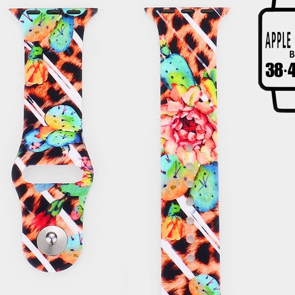 Flower and cheetah patterned Apple Watch band - Picture 2 of 3